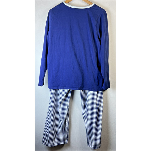 Lands End 1X Pajama Set Womens XL Long Sleeve Pullover Elastic Blue check 16 18w - Picture 6 of 13